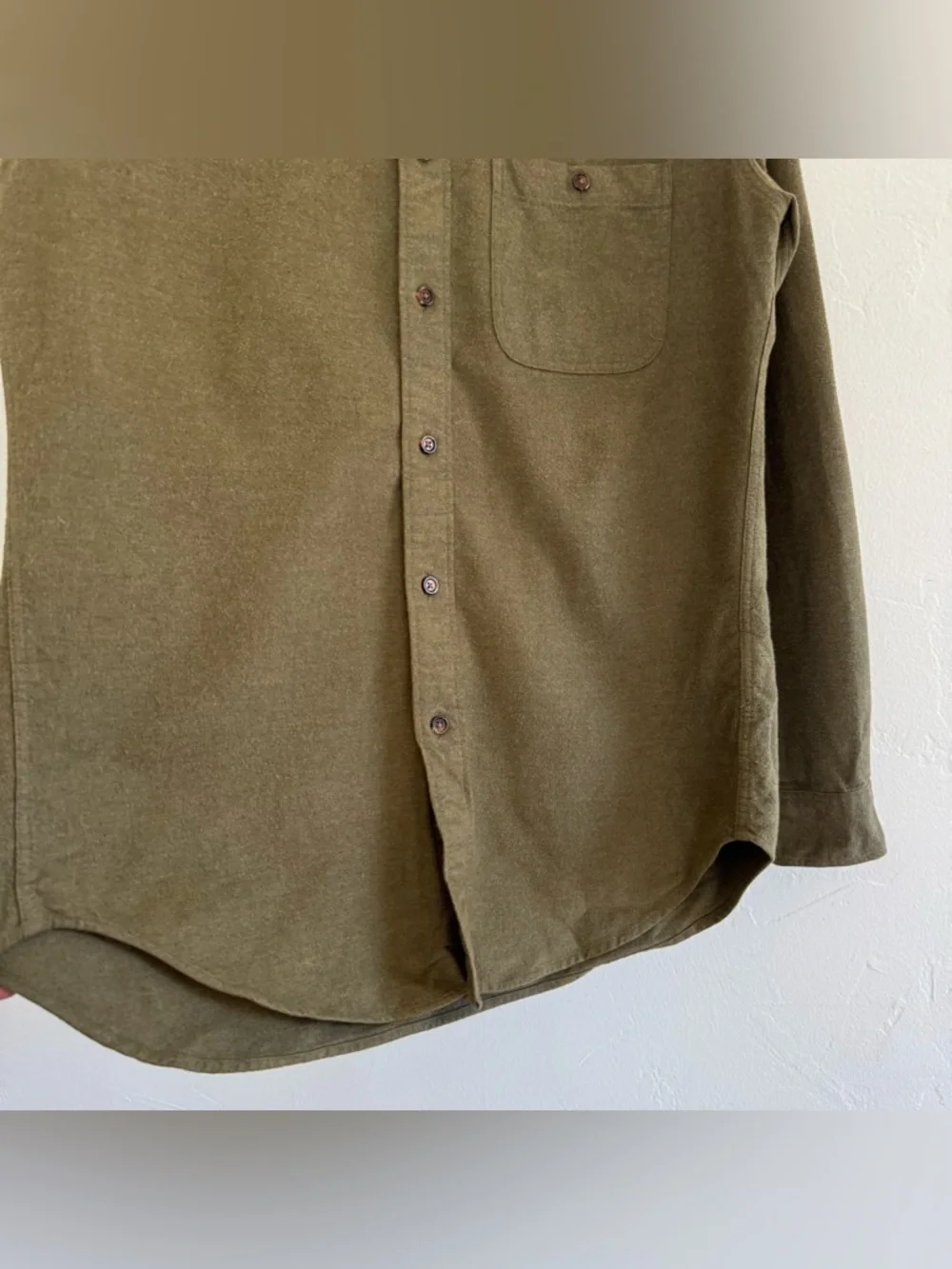 J. Crew Factory Long Sleeve Elbow Patch Cotton Button Down Shirt Green Brown
